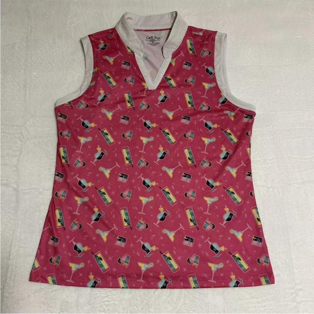New Coral Bay Pink Golf & Martini
Drinks Print m Sleeveless polo Size 1x